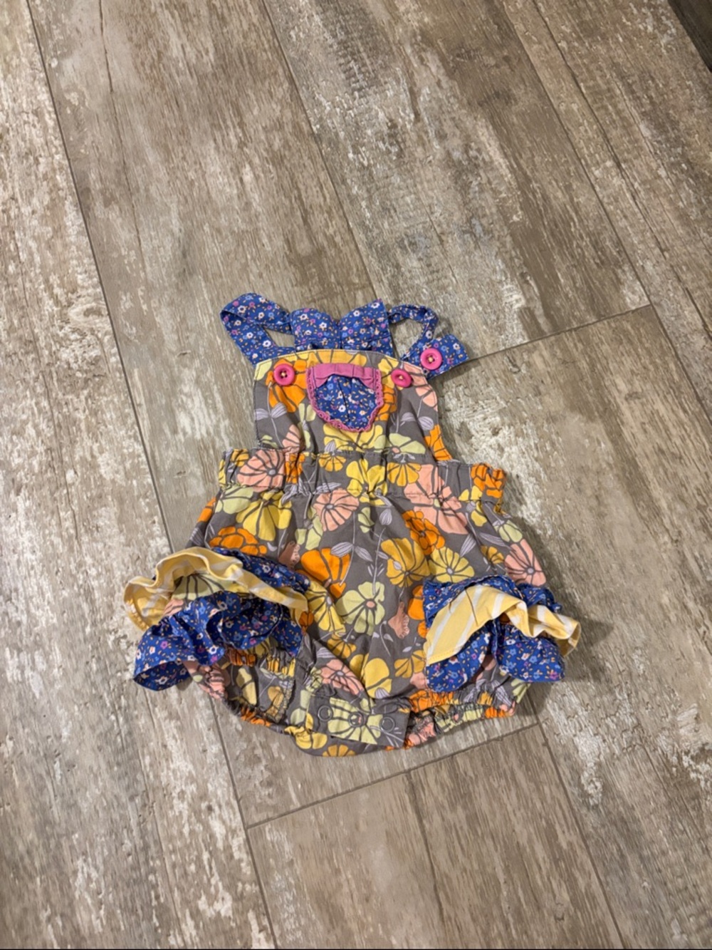 Matilda Jane Floral Bubble Romper in Yellow, Blue & Pink size 3/6 months